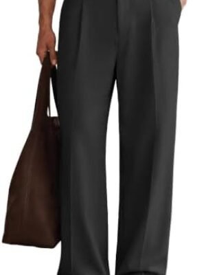 Susclude Casual Baggy Dress Pants Men Wide Leg Pleated Pants Mens Oversized Vintage Lightweight Slacks Trousers for Men Black at Amazon Men’s Clothing store