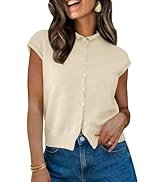 UNCLECAT Womens Cap Sleeve Cardigans Lightweight Summer Business Casual Tops Button Down Sweater ...