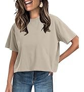 UNCLECAT Women's Short Sleeve Crop Tops 2026 Summer Basic Cropped T Shirts Workout Casual Crew Ne...