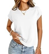 UNCLECAT Womens Crop Tops Cap Sleeve Cropped T Shirts Crewneck Loose Fit Short Sleeves Tees Summe...