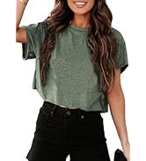 UNCLECAT Women's Cropped T Shirts Trendy Short Sleeve Crew Neck Crop Tops Solid Basic Tee