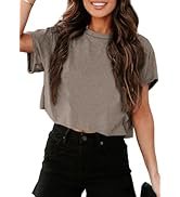 UNCLECAT Women's Cropped T Shirts Trendy Short Sleeve Crew Neck Crop Tops Solid Basic Tee