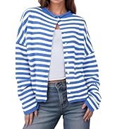 UNCLECAT Womens Striped Cardigan Sweater Casual Button Up Knit Tops Long Sleeve Sweaters Open Fro...