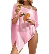 UNCLECAT Women Mesh Knit Crochet Cover Up Spring Summer Sheer Poncho Tops Beachwear Vacation Outfits