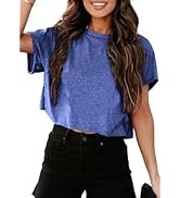 UNCLECAT Women's Cropped T Shirts Trendy Short Sleeve Crew Neck Crop Tops Solid Basic Tee