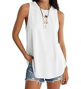 UNCLECAT Women's Casual Sleeveless Tank Tops Summer Crew Neck Round Hem Loose Workout T-Shirts Tu...